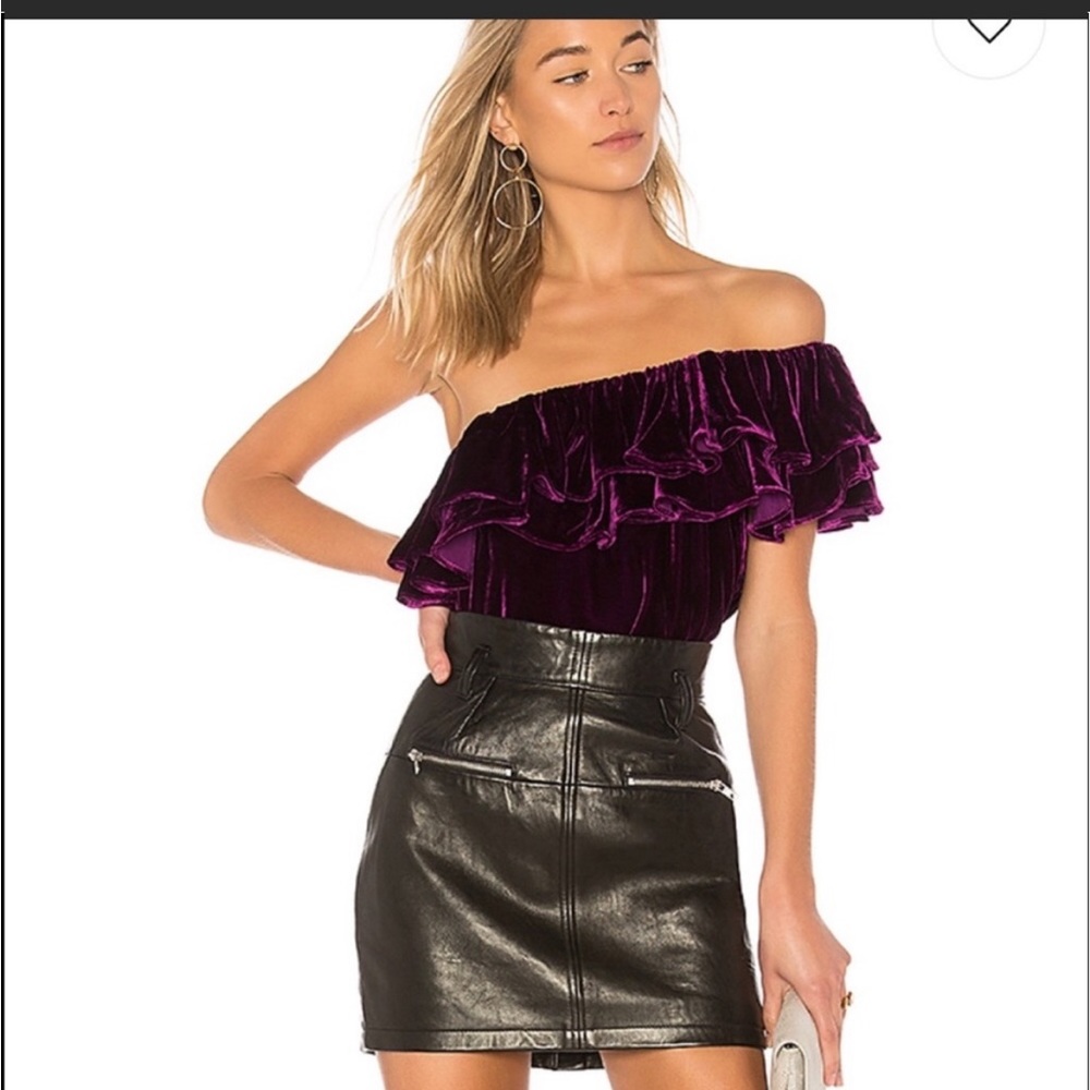 Loveshackfancy Tanya Velvet One Shoulder Top S